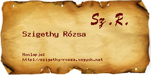 Szigethy Rózsa névjegykártya